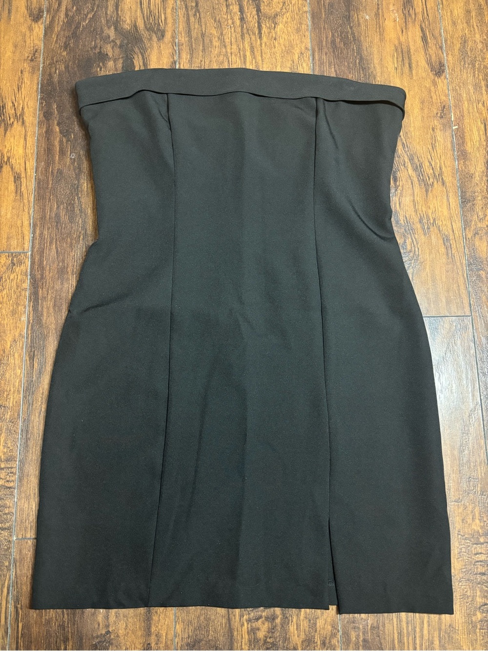 Women’s Black Strapless Body-con Mini Dress Zipper Closure with Slit